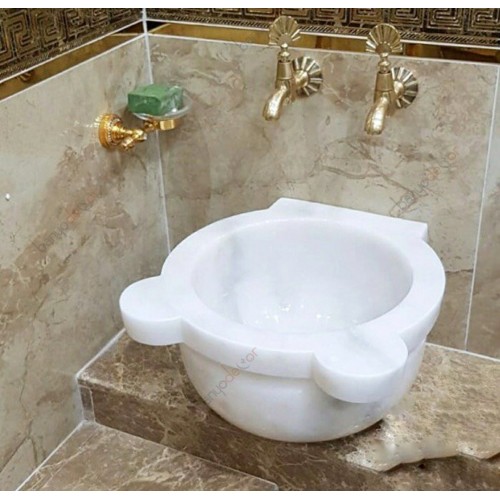 Beyaz Düz Mermer Kurna