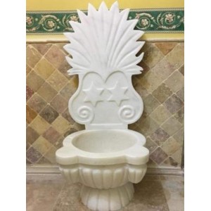 Beyaz Özel İşlemeli Mermer Kurna