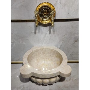 Bej Kavun Dilimli Mermer Kurna