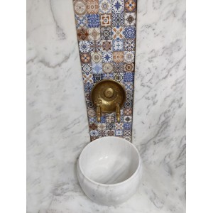 Beyaz Modern Düz Mermer Kurna