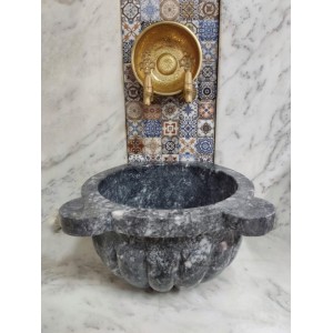 Karaca Siyahı Kavun Dilimli Mermer Kurna