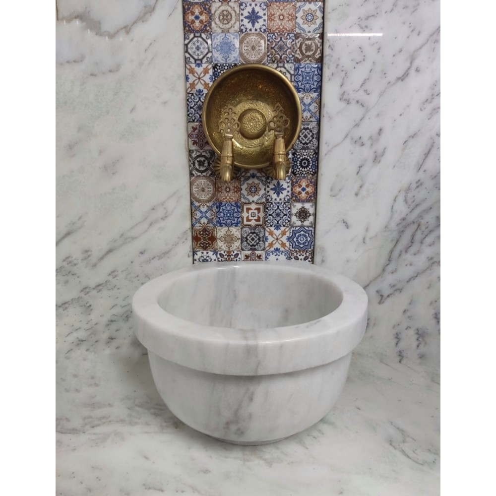 Beyaz Kulaksız Düz Mermer Kurna Beyaz Kulaksız Düz Mermer Kurna