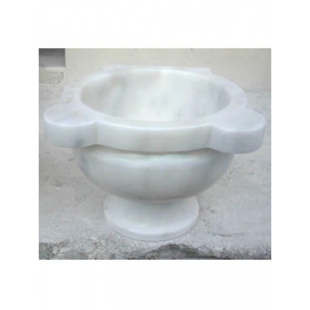 Beyaz Kuşaklı Düz Ayaklı Mermer Kurna Beyaz Kuşaklı Düz Ayaklı Mermer Kurna