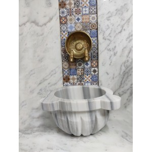 Marmara Kavun Dilimli Mermer Kurna