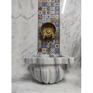 Marmara Kavun Dilimli Mermer Kurna