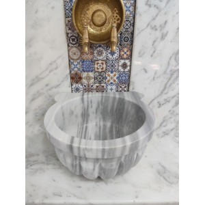 Marmara Sele Kavun Dilimli Mermer Kurna