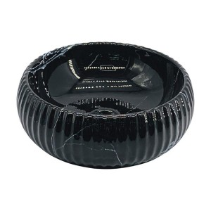 Siyah Kanallı Mermer Desen Seramik Lavabo