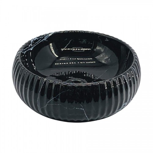 Siyah Kanallı Mermer Desen Seramik Lavabo