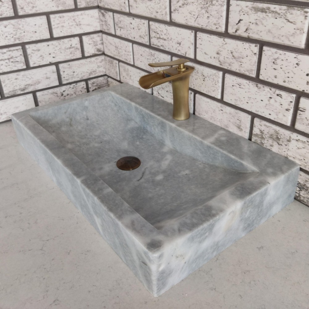 Gri Yay Köşeli Mermer Lavabo Gri Yay Köşeli Mermer Lavabo