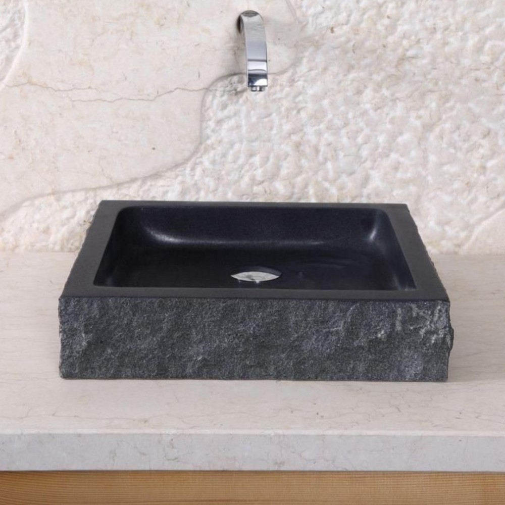 Toros Siyahı Patlatma Kare Mermer Lavabo Toros Siyahı Patlatma Kare Mermer Lavabo
