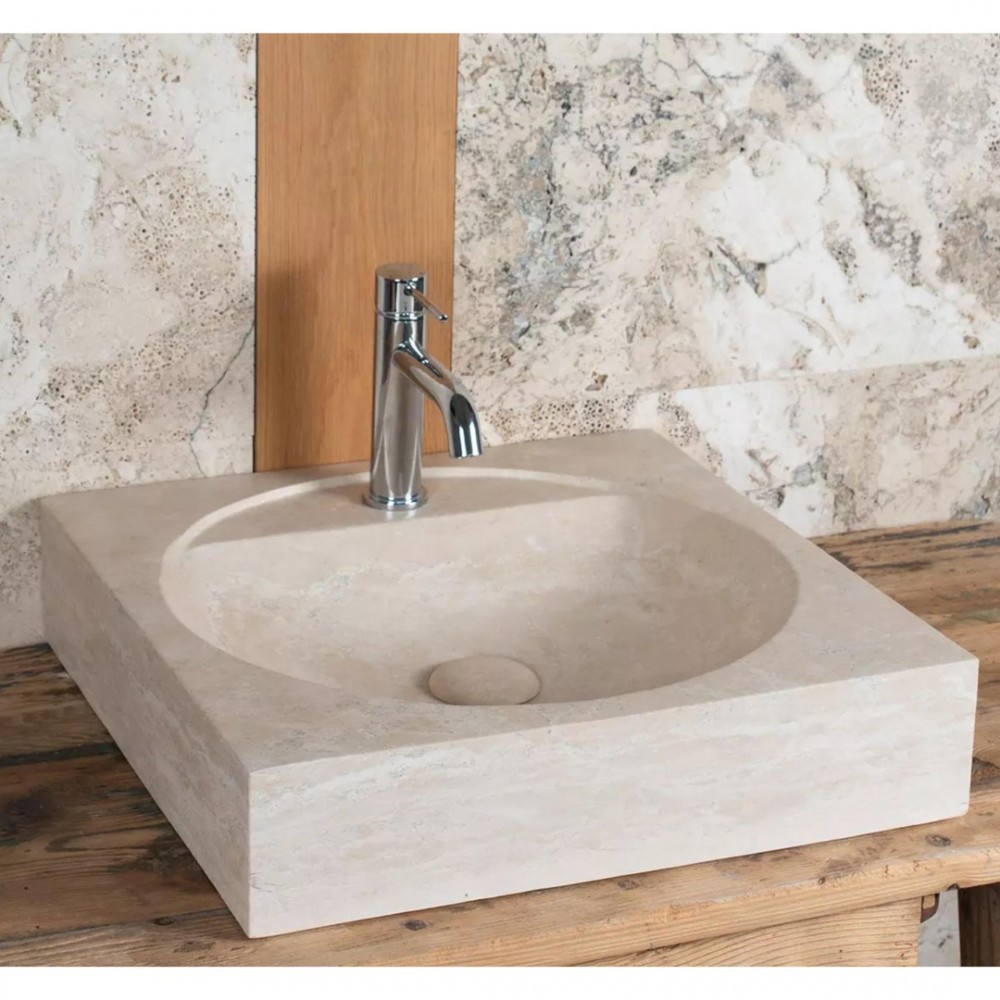 Traverten Köşe Oval Mermer Lavabo Traverten Köşe Oval Mermer Lavabo