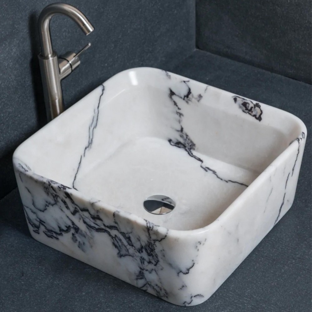 Leylak Kara Pahlı Mermer Lavabo