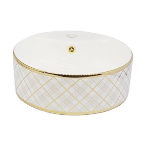 Beyaz - Altın Edge Batarya Delikli Seramik Lavabo