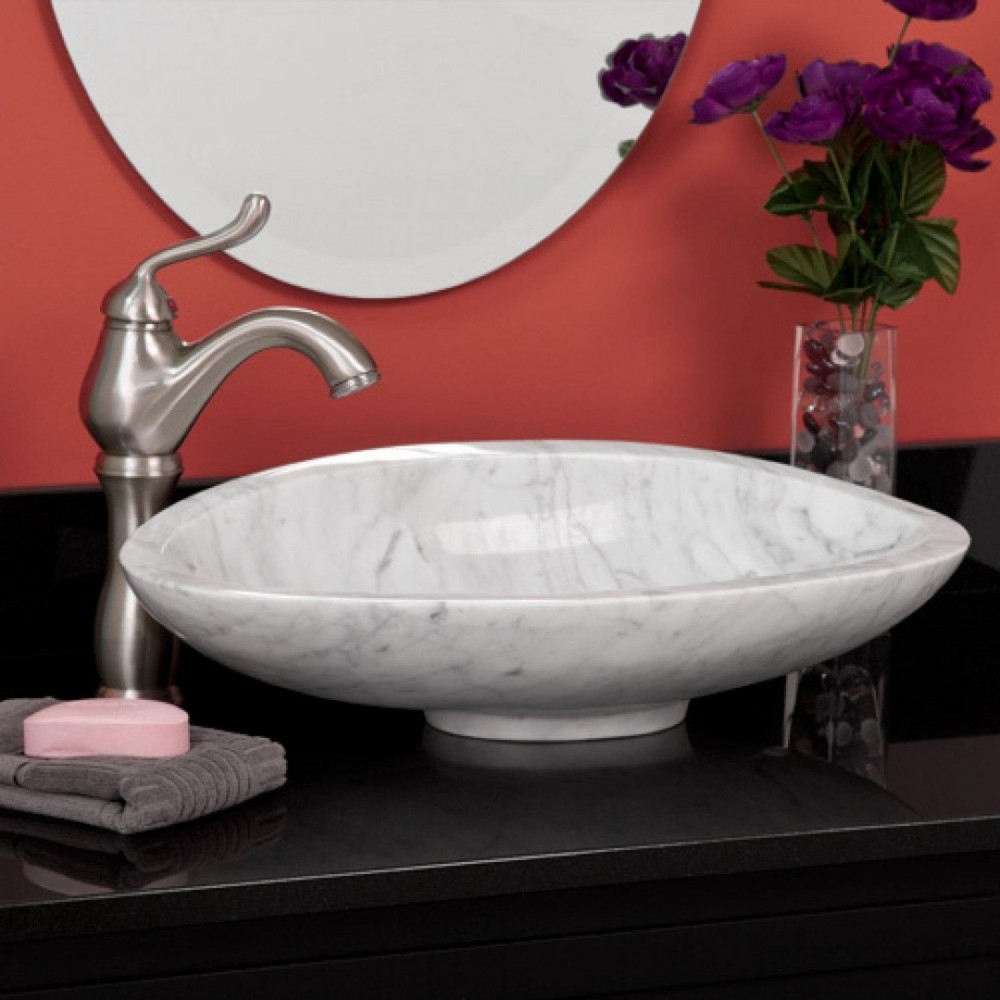 Beyaz Ayaklı Elips Mermer Lavabo Beyaz Ayaklı Elips Mermer Lavabo
