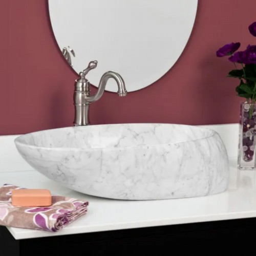 Beyaz Vessel Mermer Lavabo