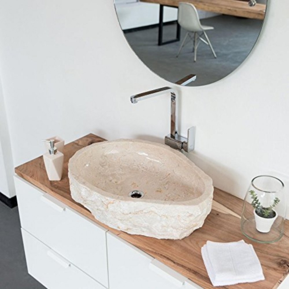 Bej Natural Patlatma Mermer Lavabo Bej Natural Patlatma Mermer Lavabo