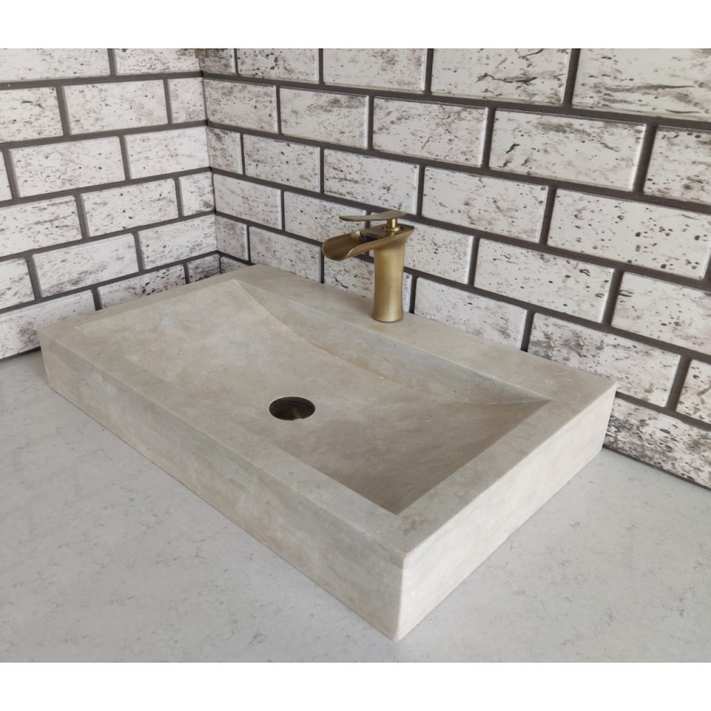 Traverten Yay Köşe Mermer Lavabo Traverten Yay Köşe Mermer Lavabo