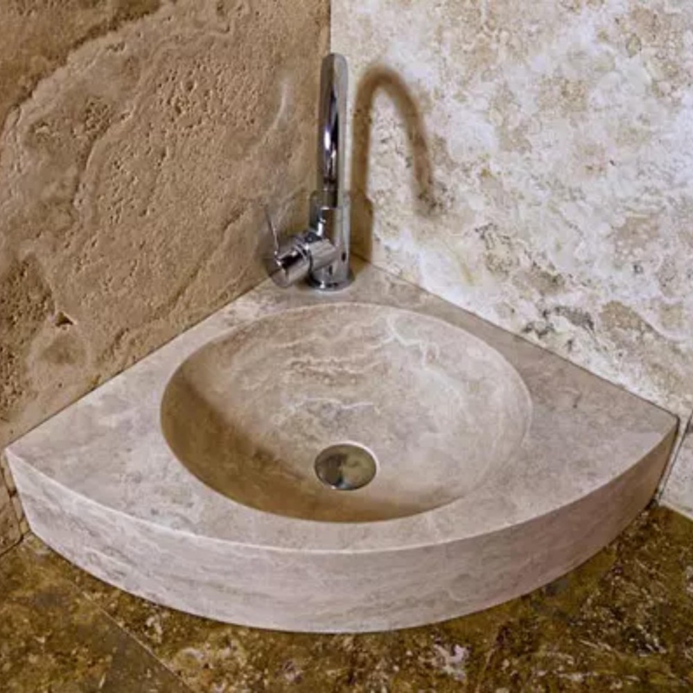 Traverten Üçgen Mermer Lavabo Traverten Üçgen Mermer Lavabo