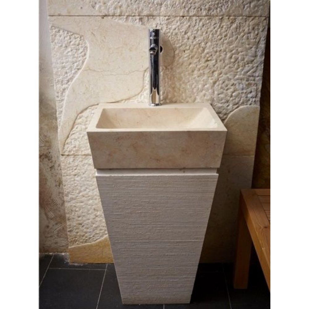 Bej Kare Dikey Lavabo