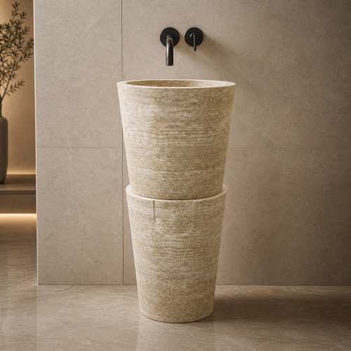 Traverten Modern Dikey Mermer Lavabo