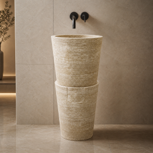 Traverten Modern Dikey Mermer Lavabo