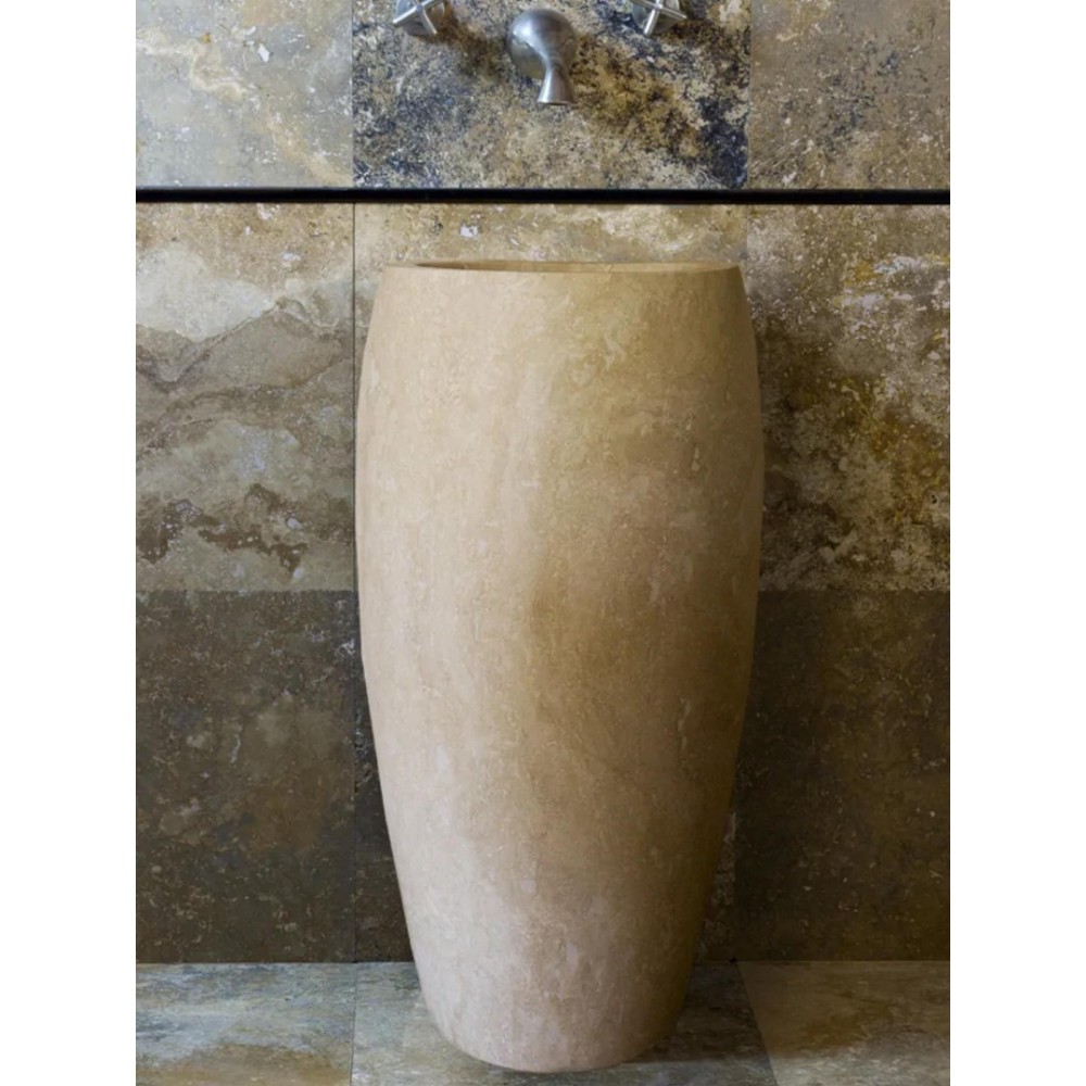 Traverten Barrel Dikey Mermer Lavabo