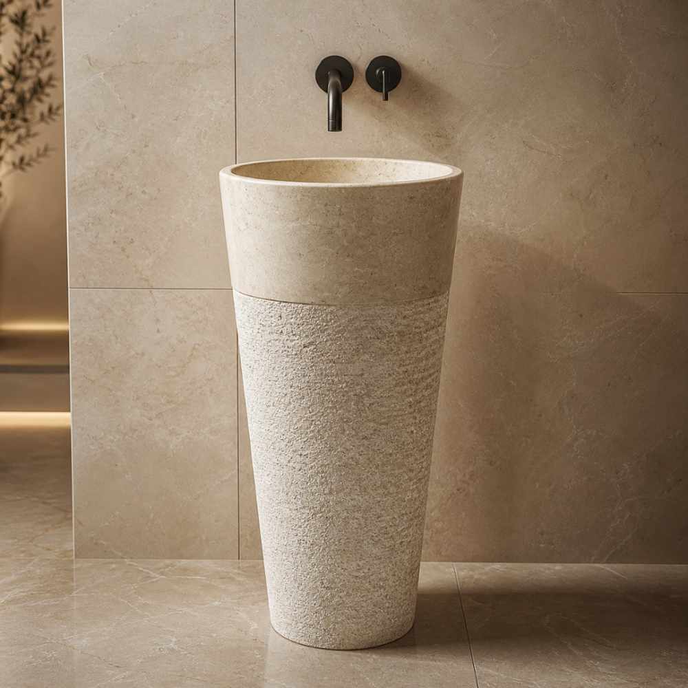 Traverten Külah Dikey Mermer Lavabo