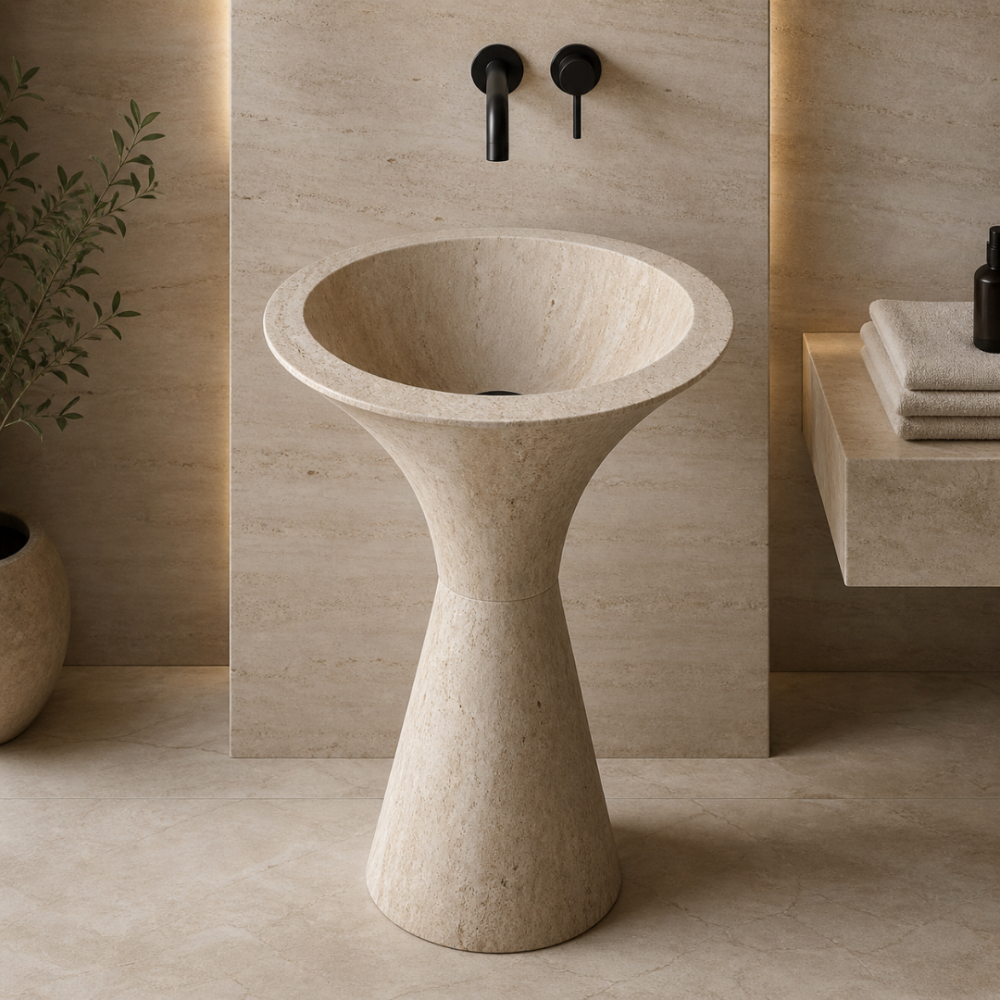Traverten İnfinity Dikey Mermer Lavabo Traverten İnfinity Dikey Mermer Lavabo