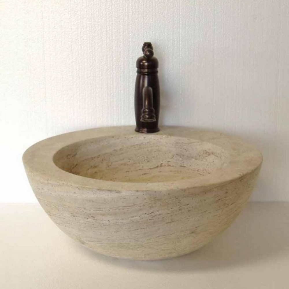 Traverten Battery Yuvarlak Mermer Lavabo Traverten Battery Yuvarlak Mermer Lavabo