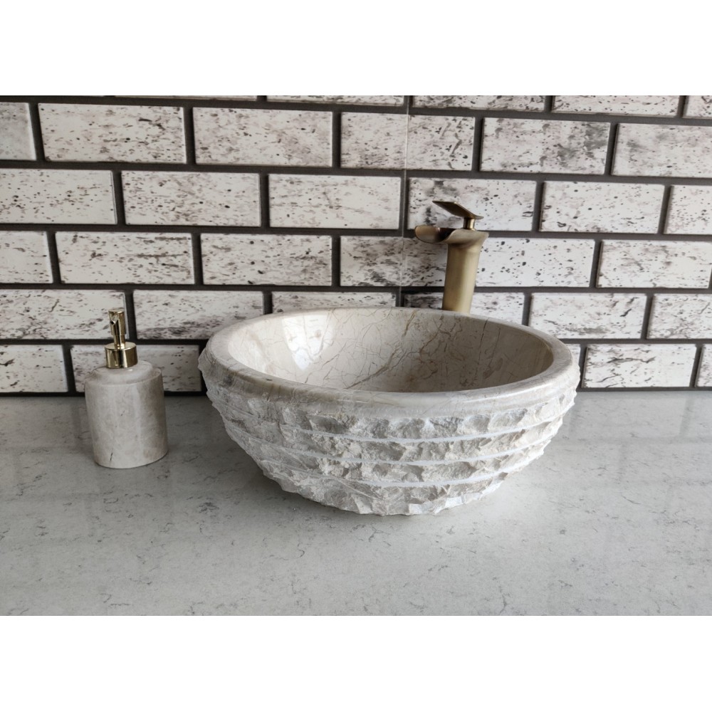 Bej Çanak Patlatma Mermer Lavabo Bej Çanak Patlatma Mermer Lavabo