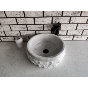 Beyaz Silindir Patlatma Mermer Lavabo