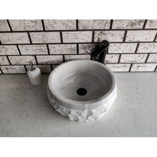 Beyaz Silindir Patlatma Mermer Lavabo