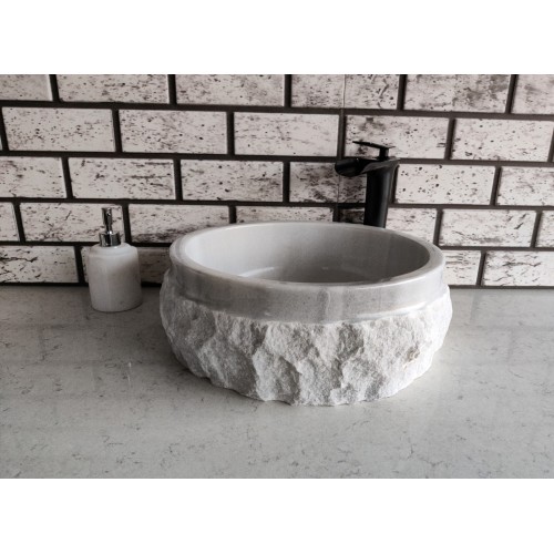 Beyaz Silindir Patlatma Mermer Lavabo