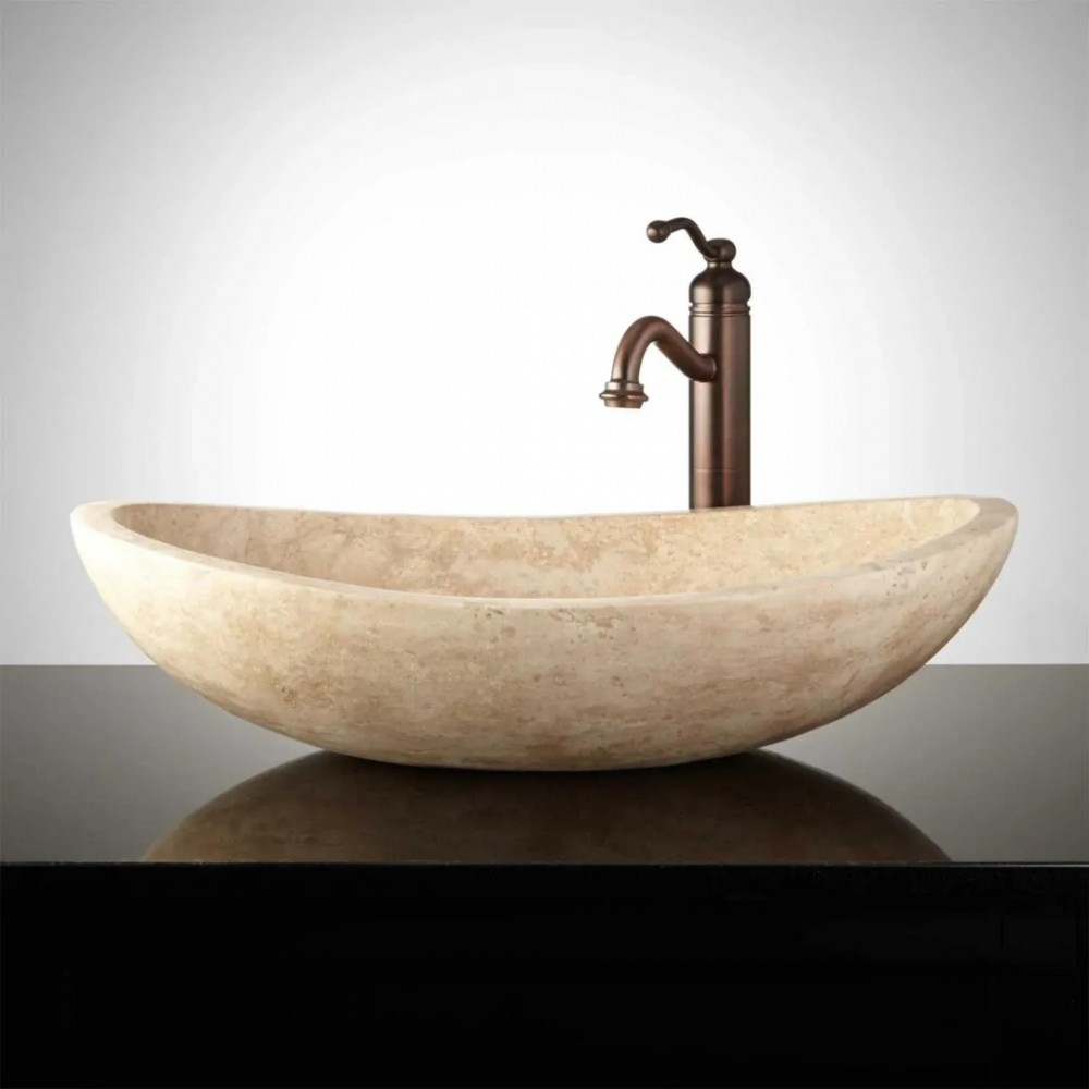 Traverten Elips Mermer Lavabo