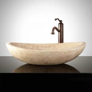 Traverten Elips Mermer Lavabo