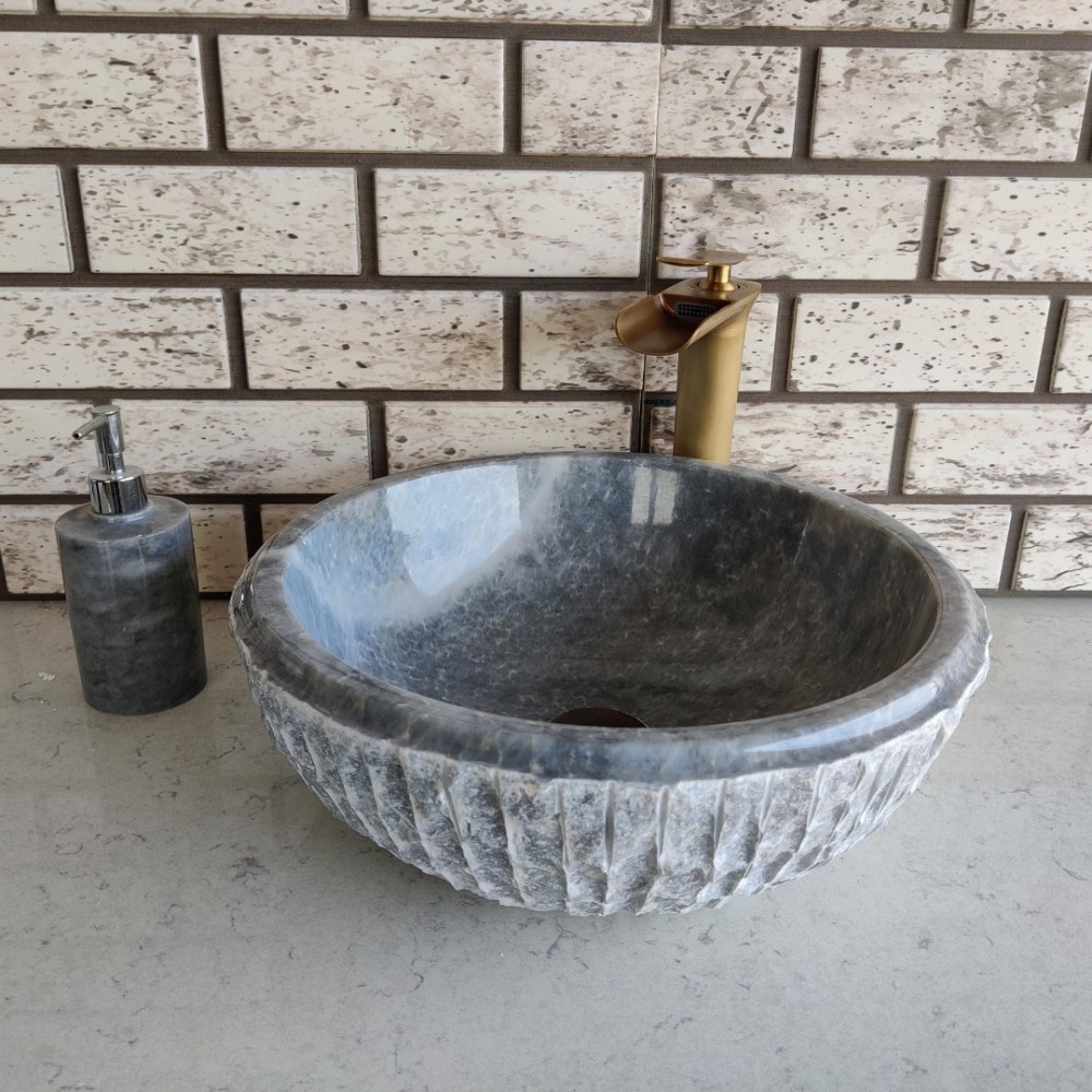 Gri Çanak Patlatma Mermer Lavabo Gri Çanak Patlatma Mermer Lavabo