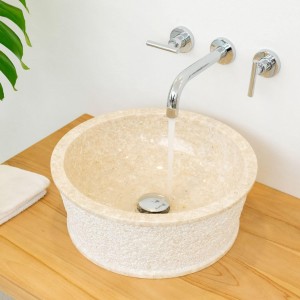 Bej Kumlamalı Mermer Lavabo