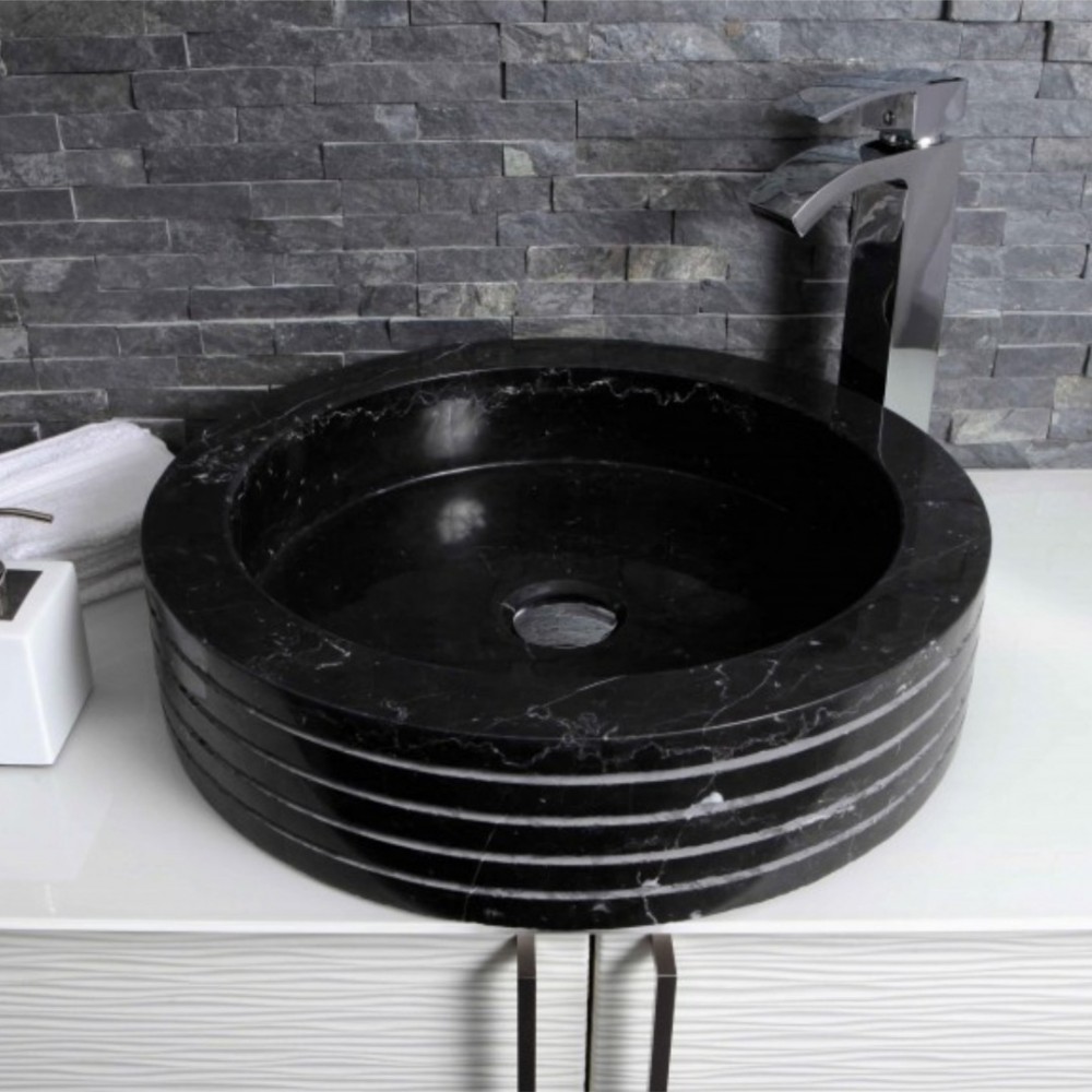 Toros Siyahı Çizgili Mermer Lavabo Toros Siyahı Çizgili Mermer Lavabo