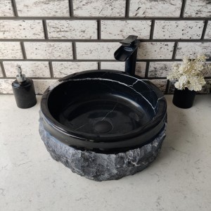 Toros Siyahı Natural Patlatma Mermer Lavabo