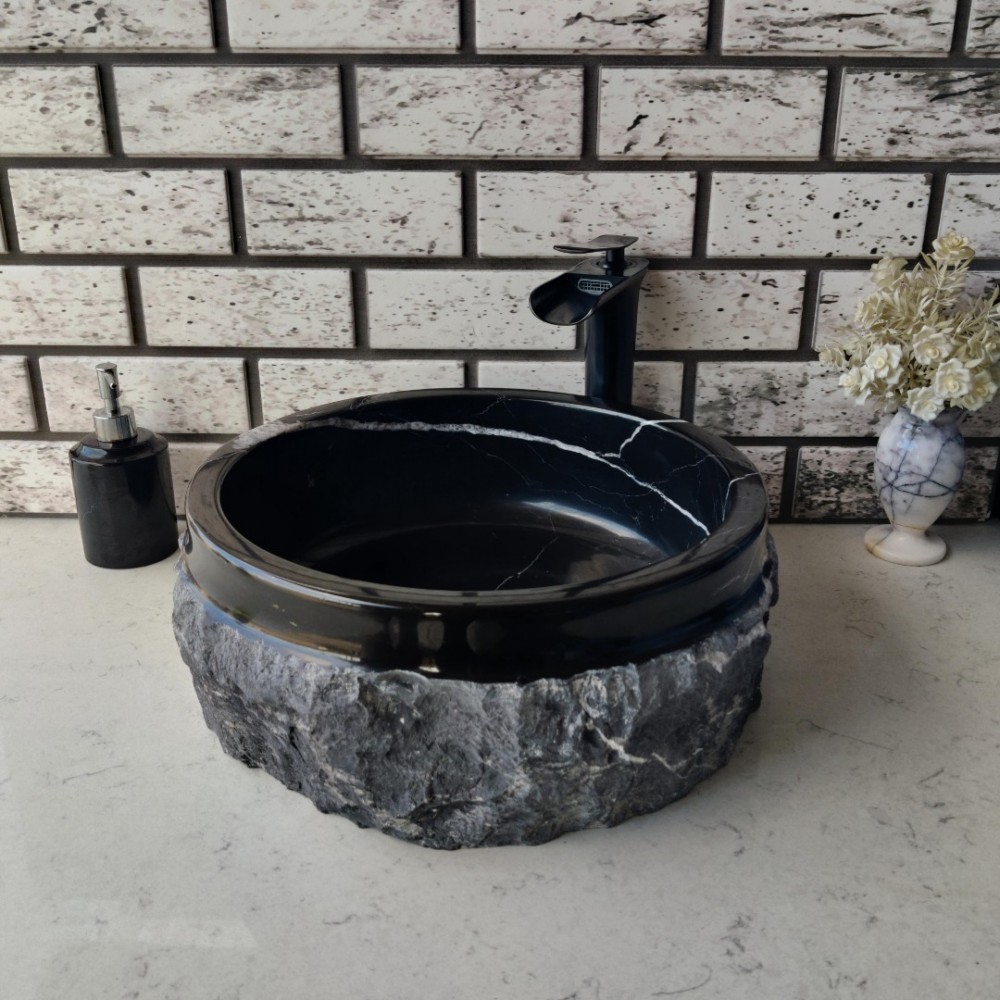 Toros Siyahı Natural Patlatma Mermer Lavabo Toros Siyahı Natural Patlatma Mermer Lavabo