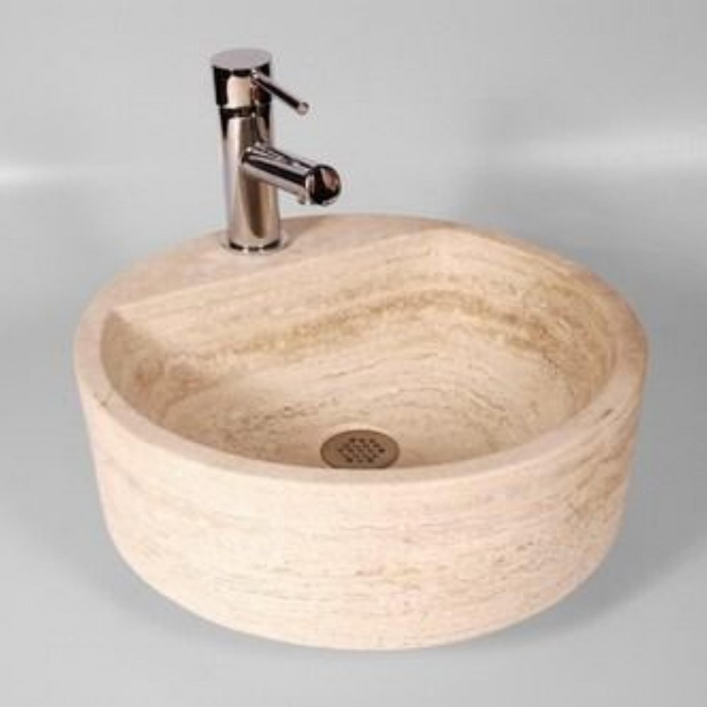 Traverten Batarya Çıkışlı Lavabo Traverten Batarya Çıkışlı Lavabo