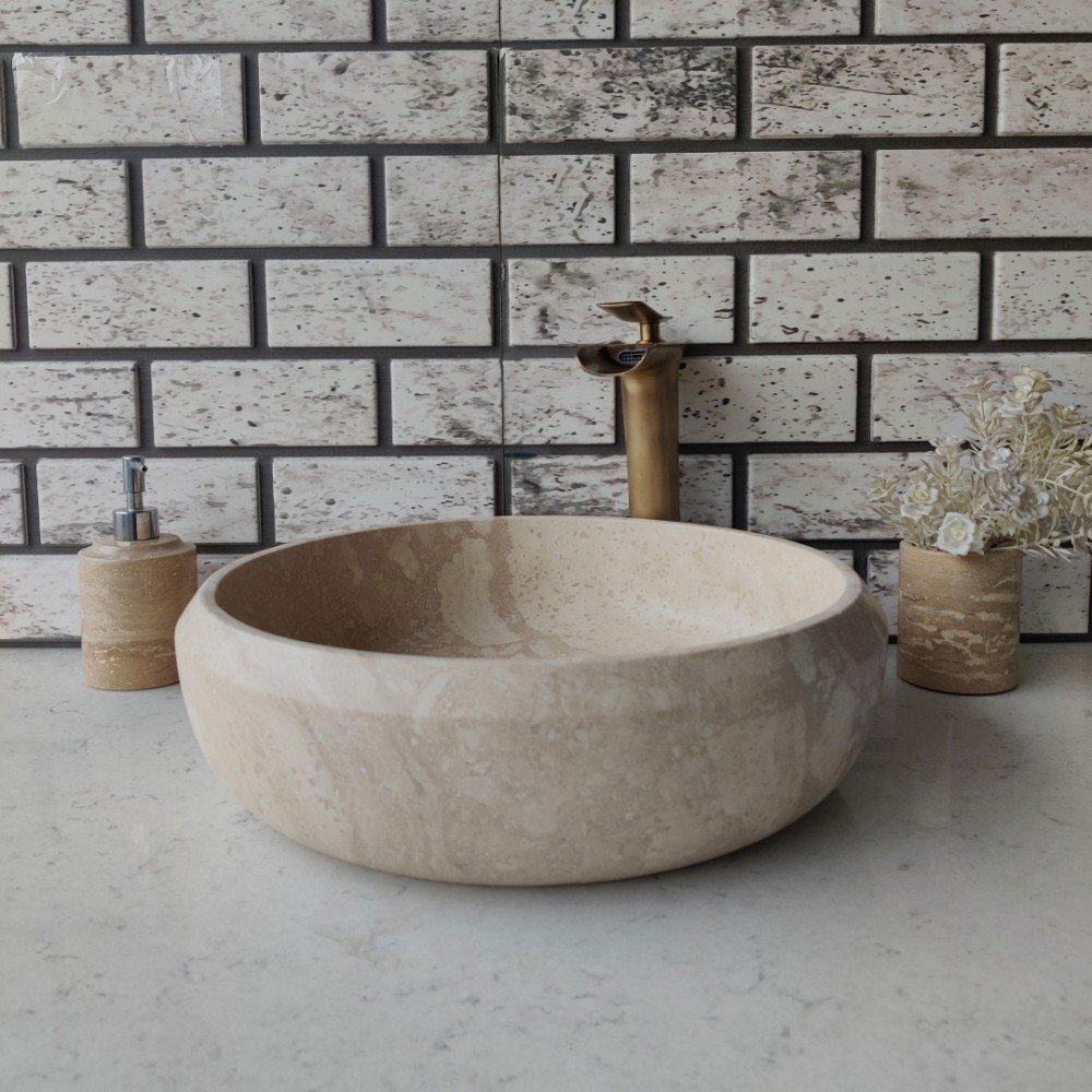 Traverten Pahlı Mermer Lavabo Traverten Pahlı Mermer Lavabo