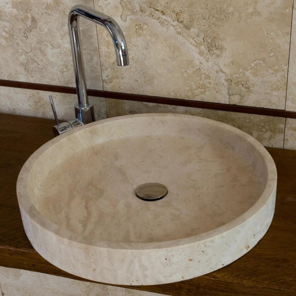 Traverten Yarım Silindir Mermer Lavabo Traverten Yarım Silindir Mermer Lavabo