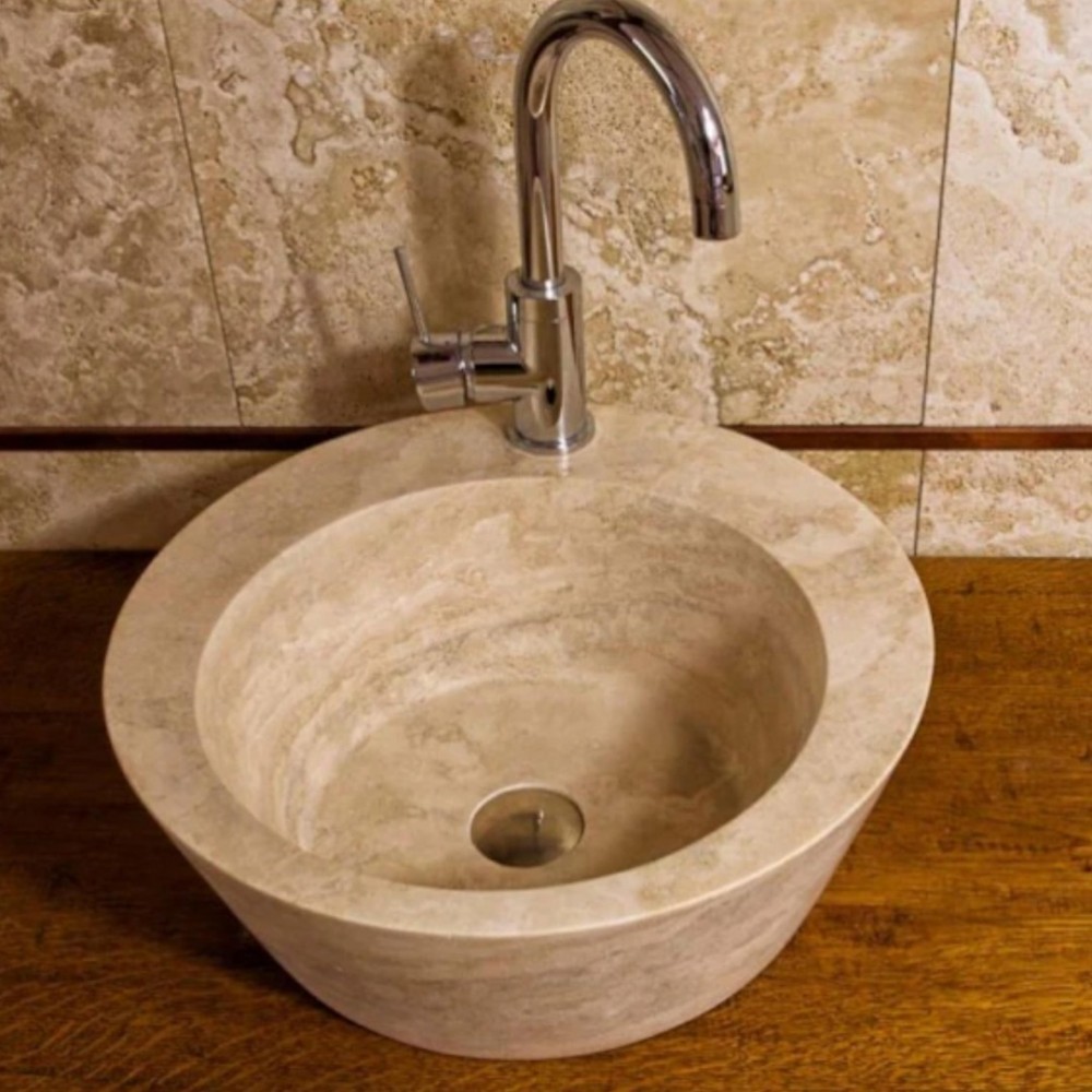 Traverten Yuvarlak Mermer Lavabo Traverten Yuvarlak Mermer Lavabo