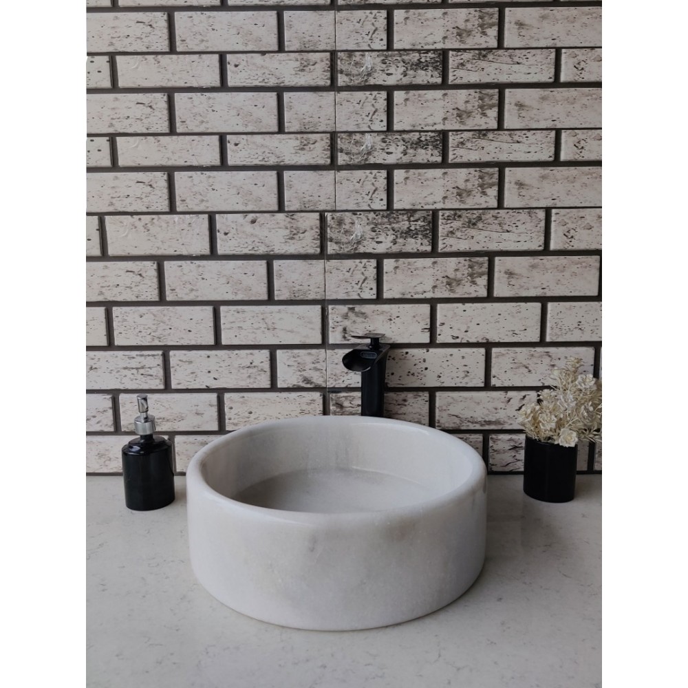Beyaz Silindir Mermer Lavabo Beyaz Silindir Mermer Lavabo