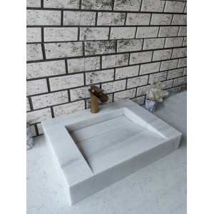 Beyaz Gizli Giderli Köşe Mermer Lavabo