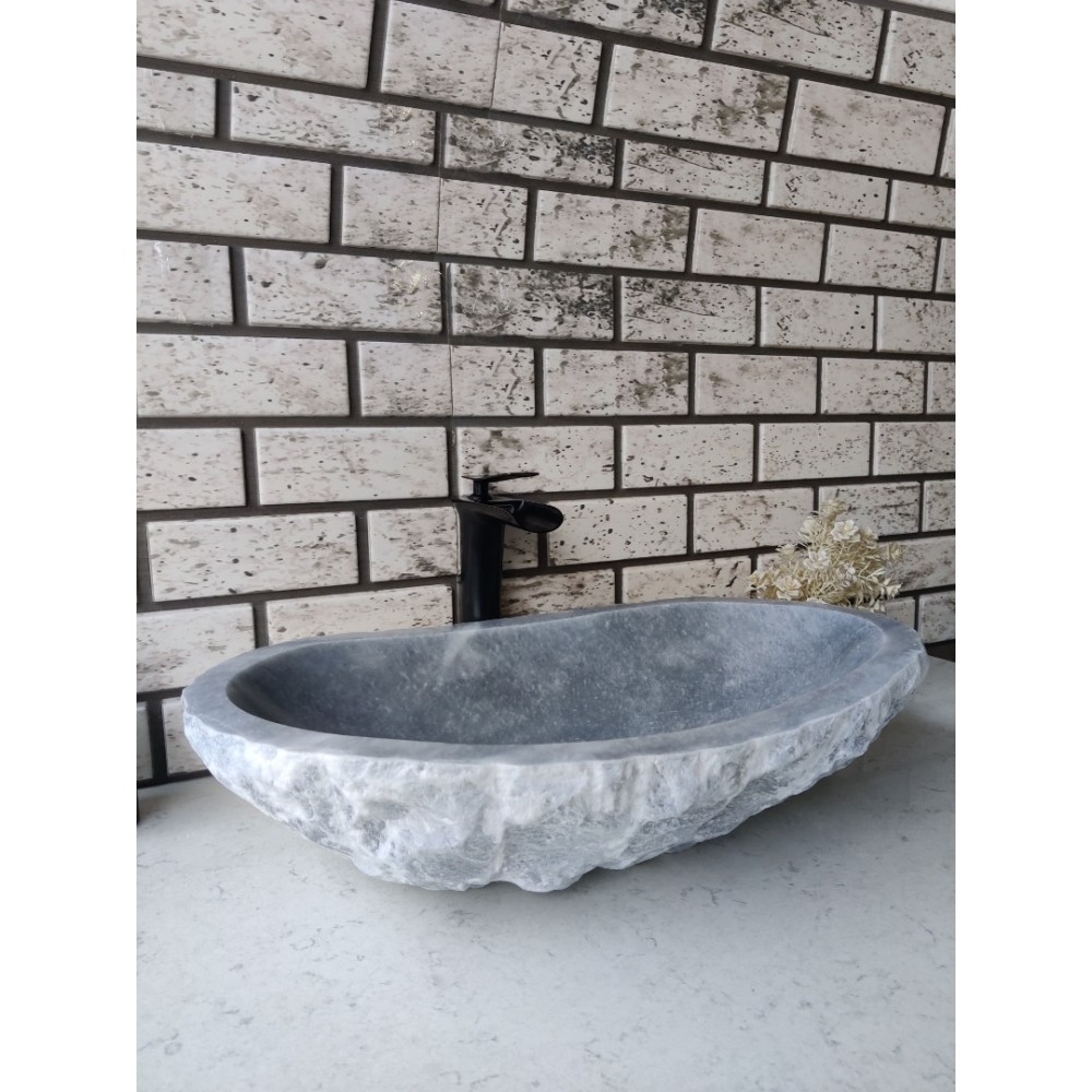 Gri Patlatma Elips Mermer Lavabo Gri Patlatma Elips Mermer Lavabo