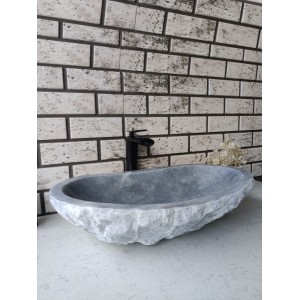 Gri Patlatma Elips Mermer Lavabo