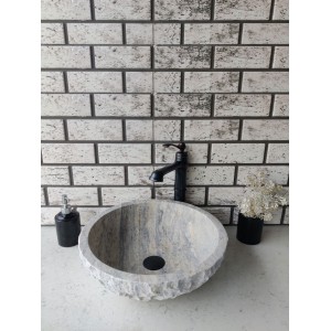 Silver Çanak Patlatma Mermer Lavabo