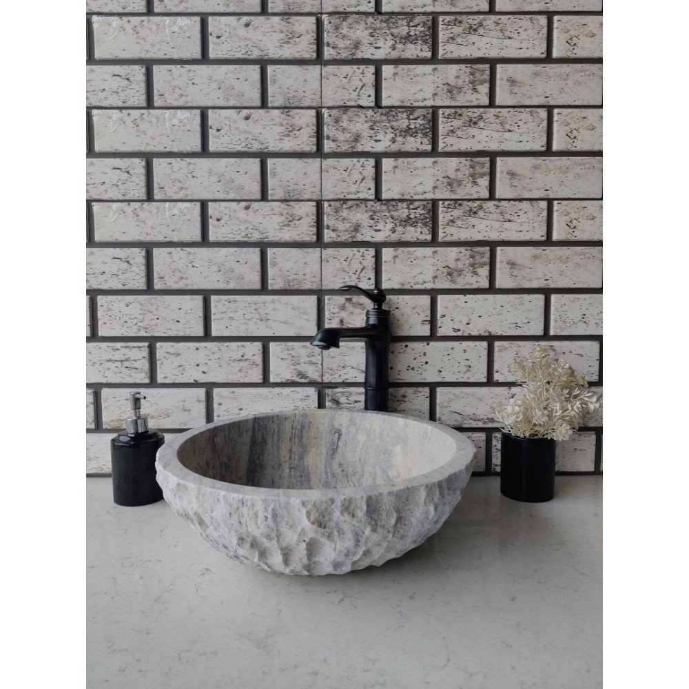 Silver Çanak Patlatma Mermer Lavabo